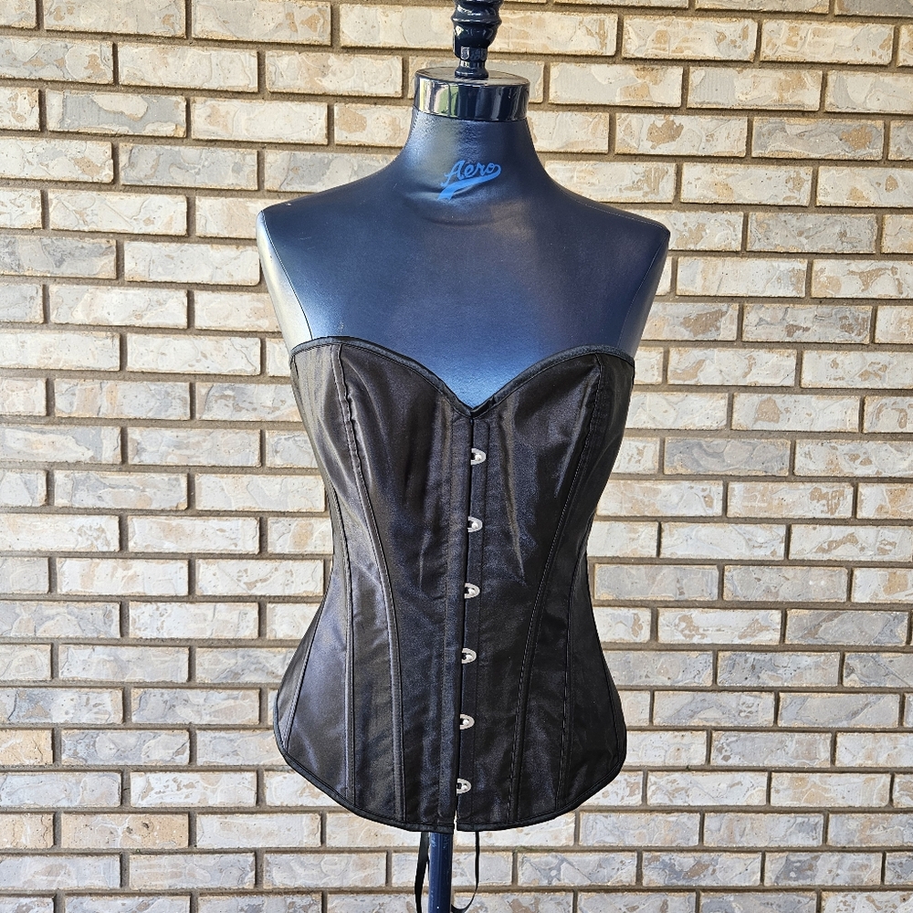 Black satin bustier